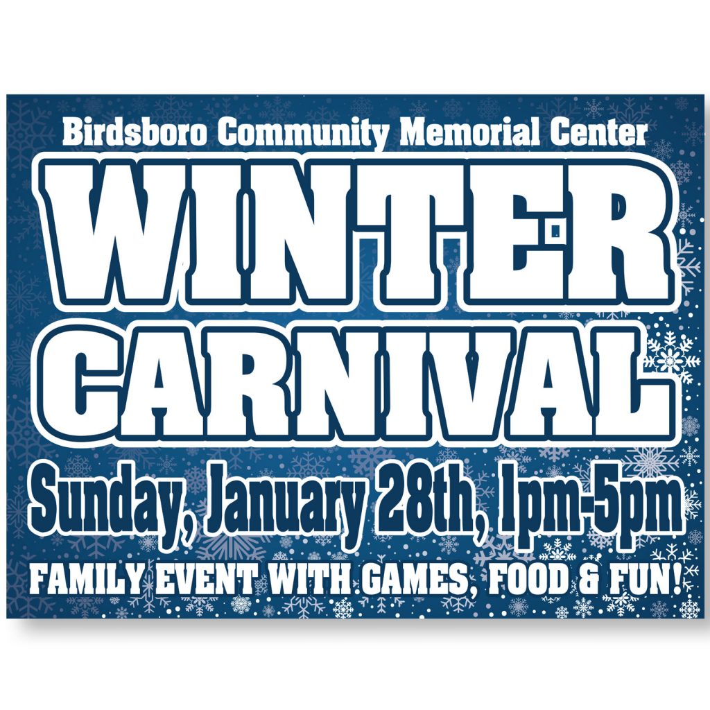 24x18 BCMC Winter Carnival coroplast sign design