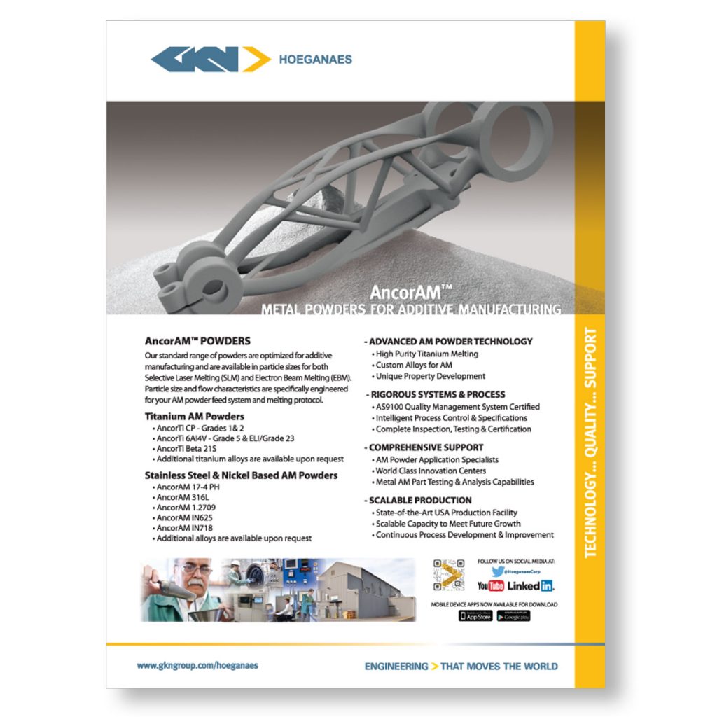 GKN Hoeganaes AncorAM 1pg product ad design