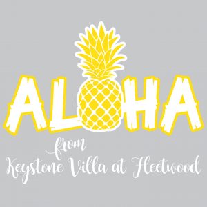 Keystone Villa at Fleetwood Aloha event apparel logo design