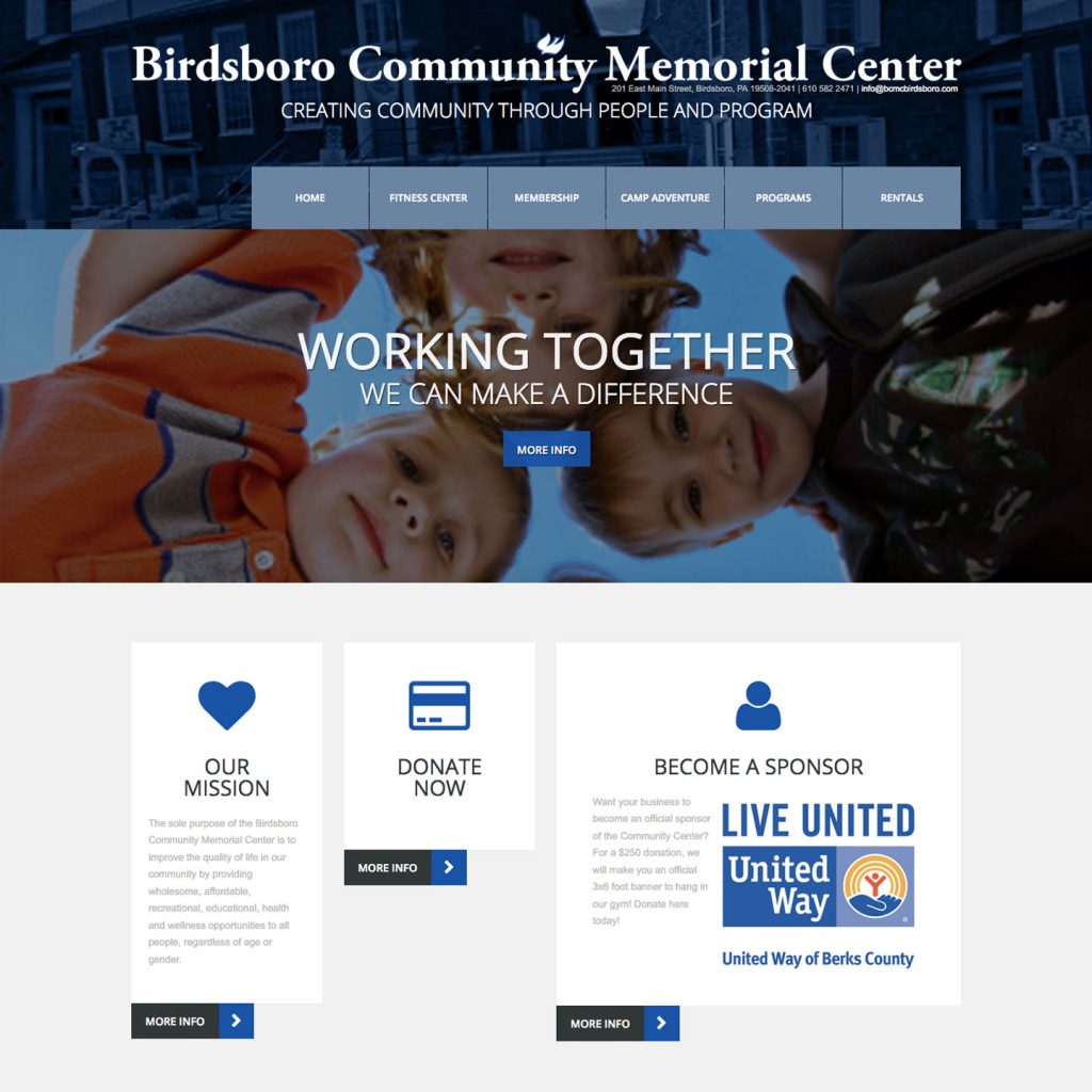 Birdsboro Community Memorial Center website design