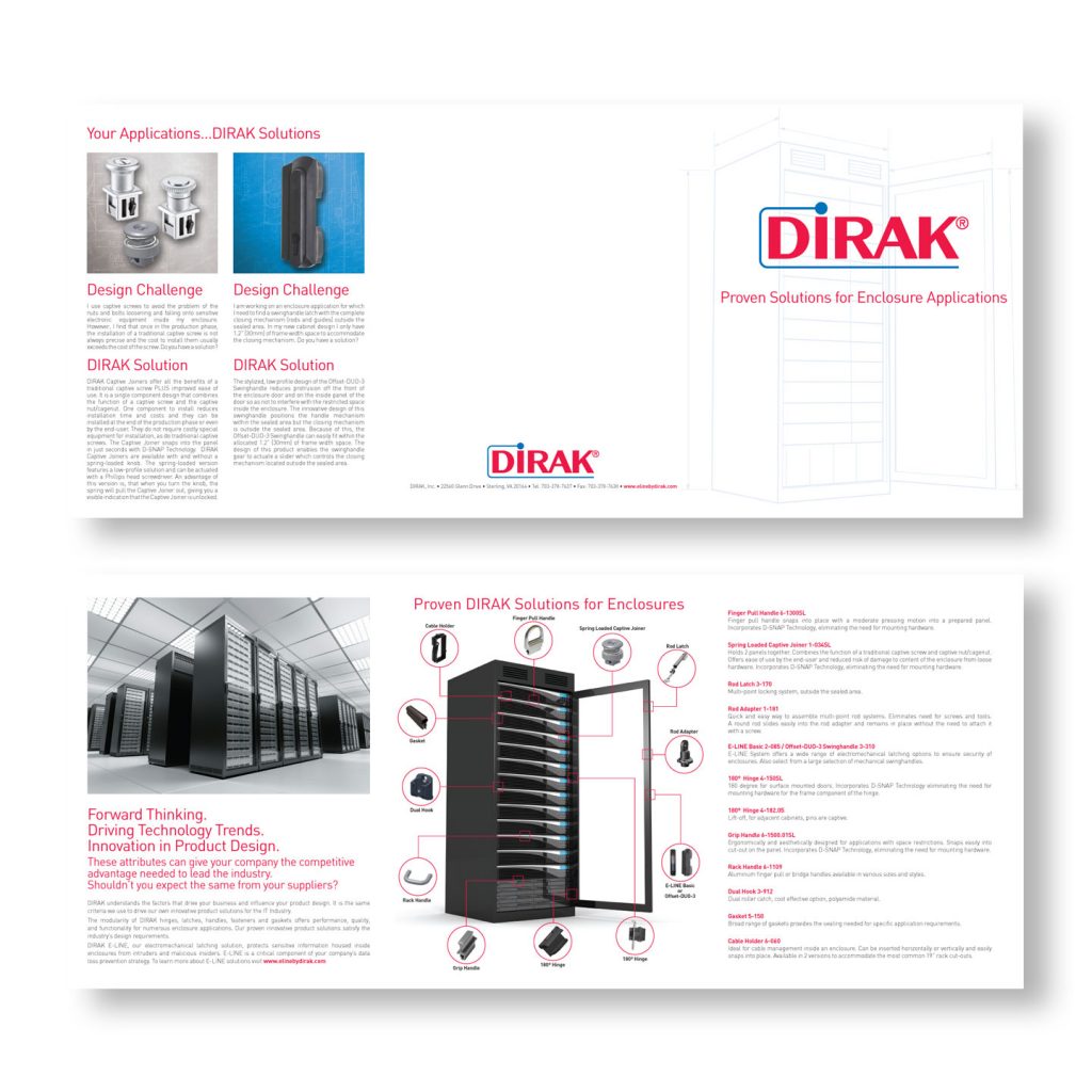 DIRAK Rack Enclosure trifold brochure design