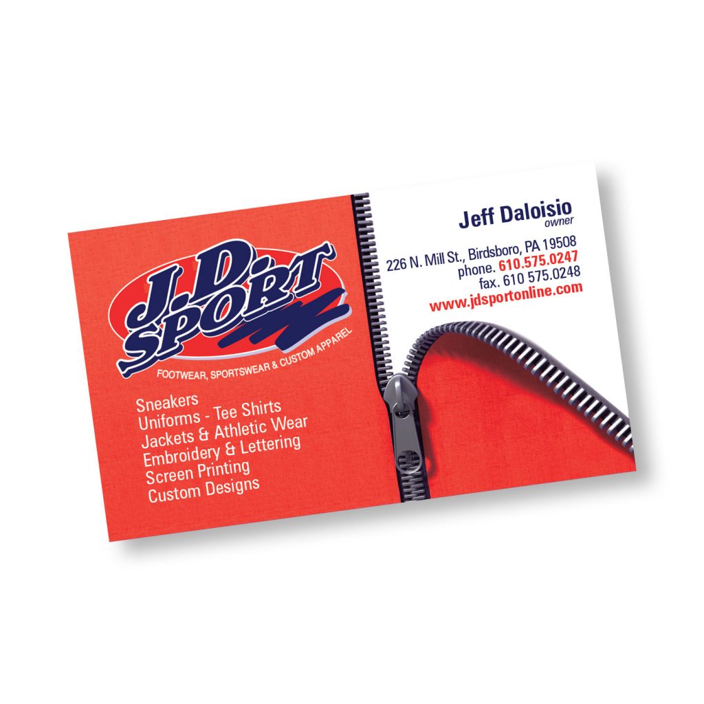 JD Sport business card design