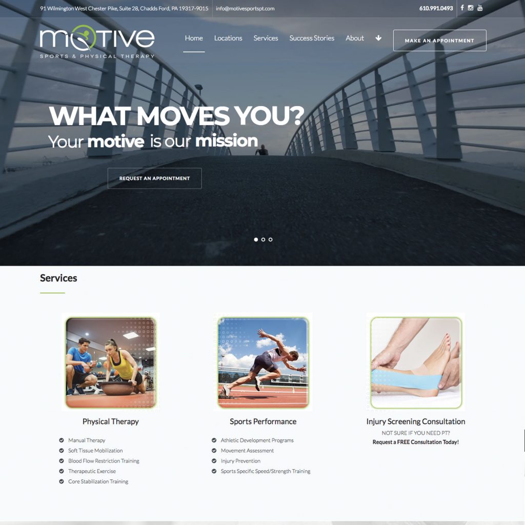 MOTIVE Sports & Physical Therapy website design