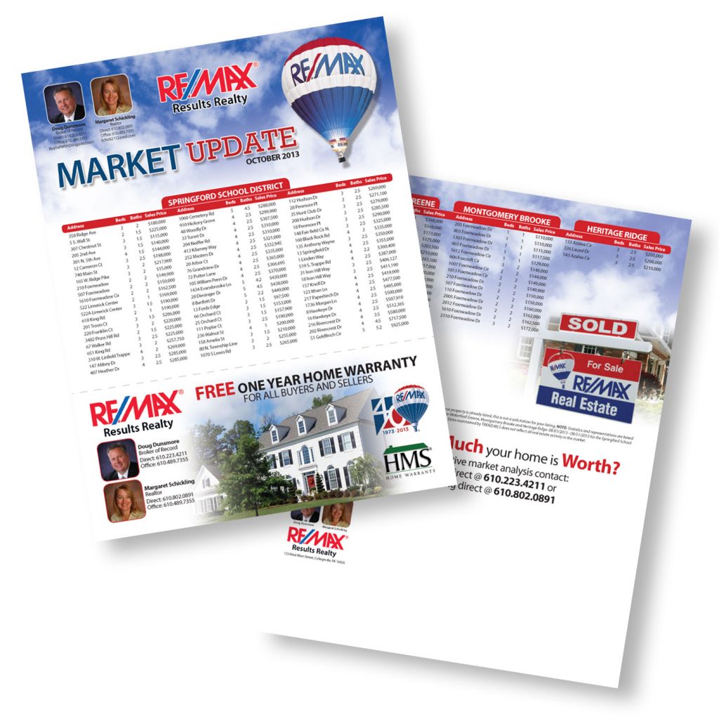 RE/MAX Results Realty Market Update sales sheet design