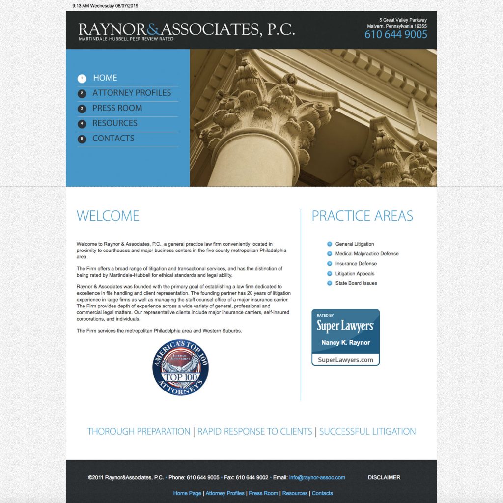 Raynor & Associates, P.C. website design