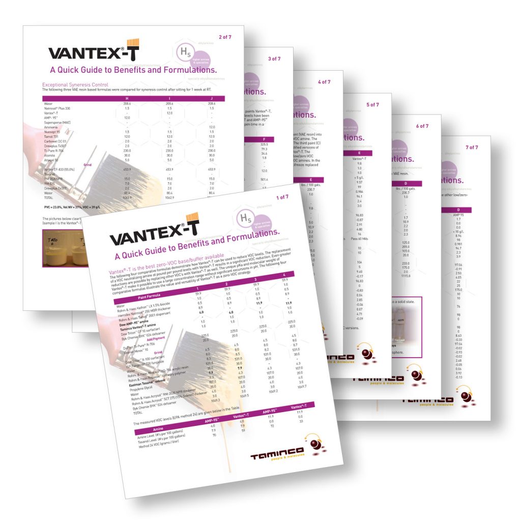 VantexT product data sheet design