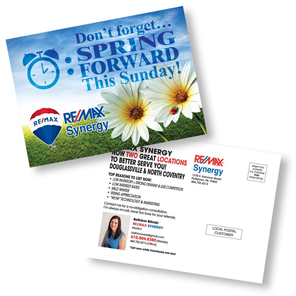 RE/MAX Synergy SPRING Forward Direct Mail postcard design